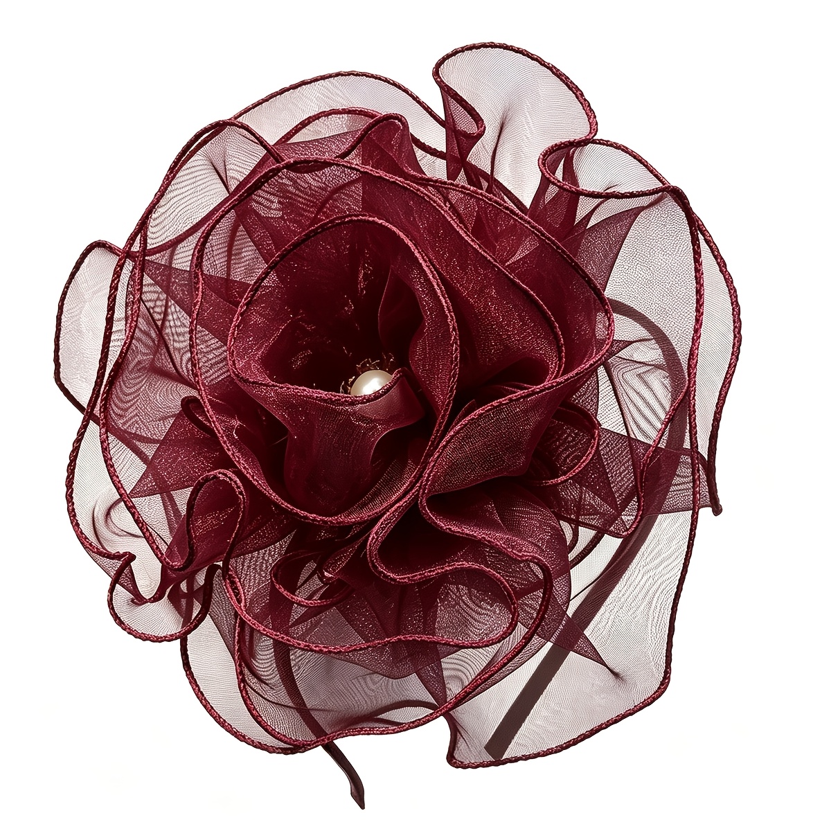 TEMU 1pc Organza Flower Multicolor Hair Accessory Wedding Dress Evening Gown Cheongsam Styling Wedding Banquet Vintage Portrait Church Ceremony Best