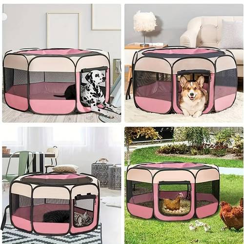 a collapsible octagonal pet enclosure dog house a portable and enclosure for puppies and puppies