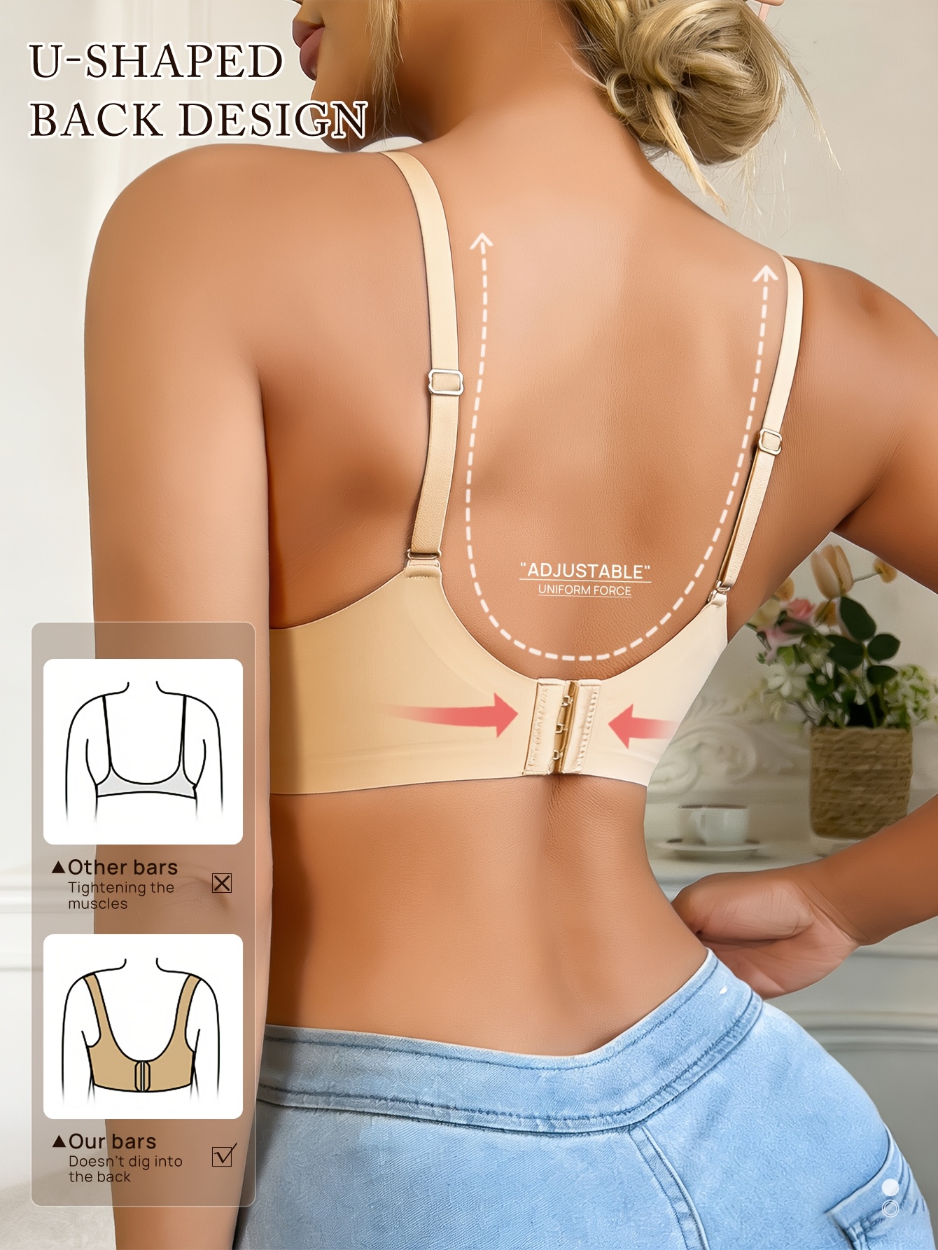 Naadloze push-up bh van jelly-materiaal met liftend en vormgevend effect voor de buste