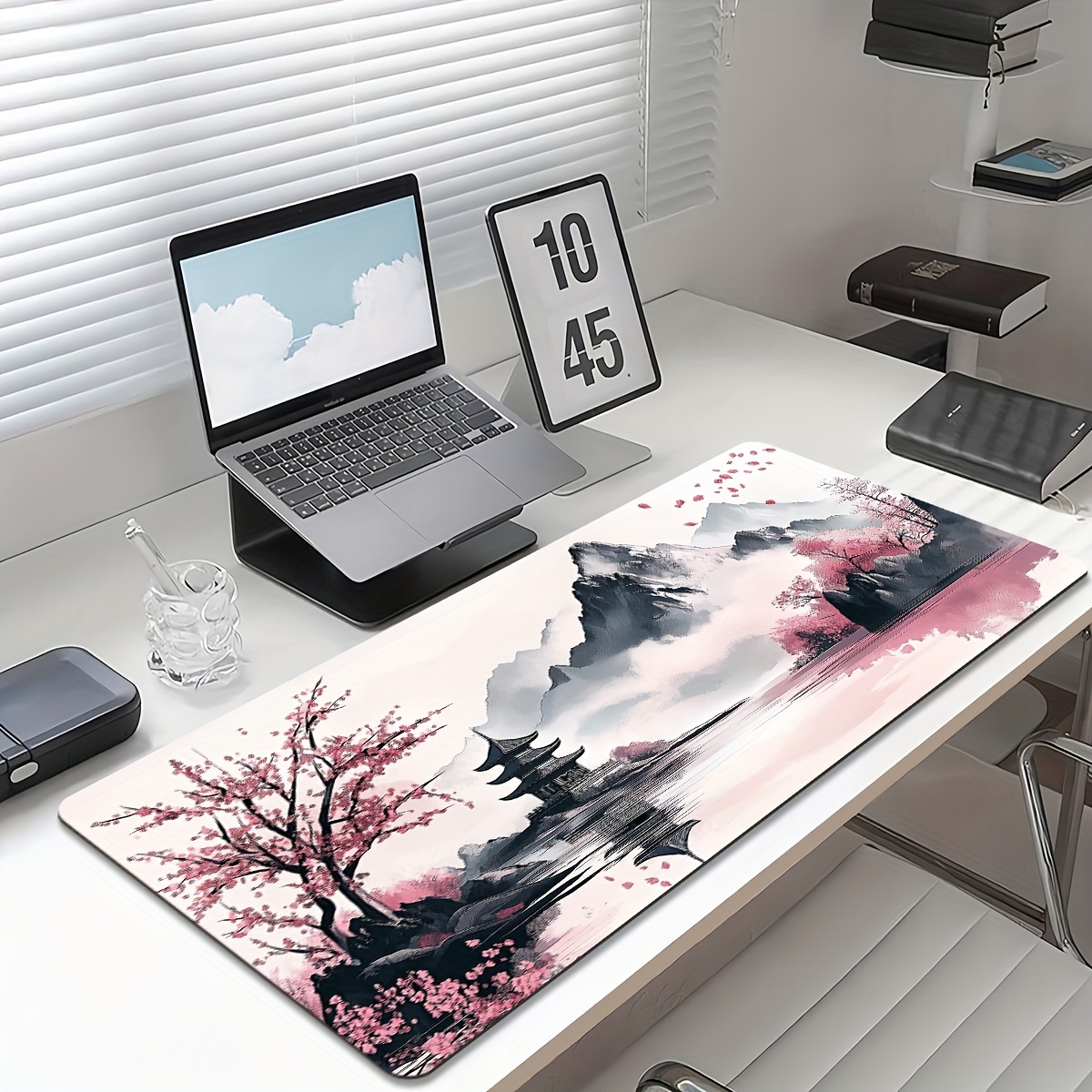 TEMU 1pc Larger Mousepad Japanese Ink Landscape Pattern Durable Competitive Gaming Keyboard Pad Desktop Mousepad, Laptop Office Mousepad - Non-slip