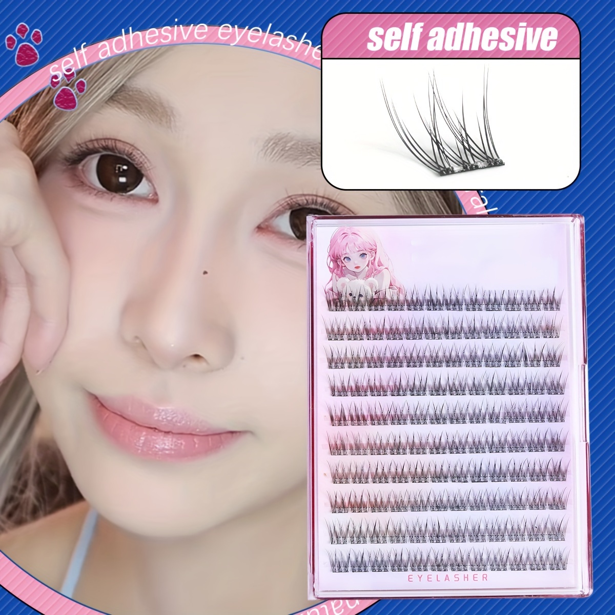 TEMU 120 Cluster -adhesive False Eyelashes C Cluster Style Reusable Eyelash Extension Kit For Beginners