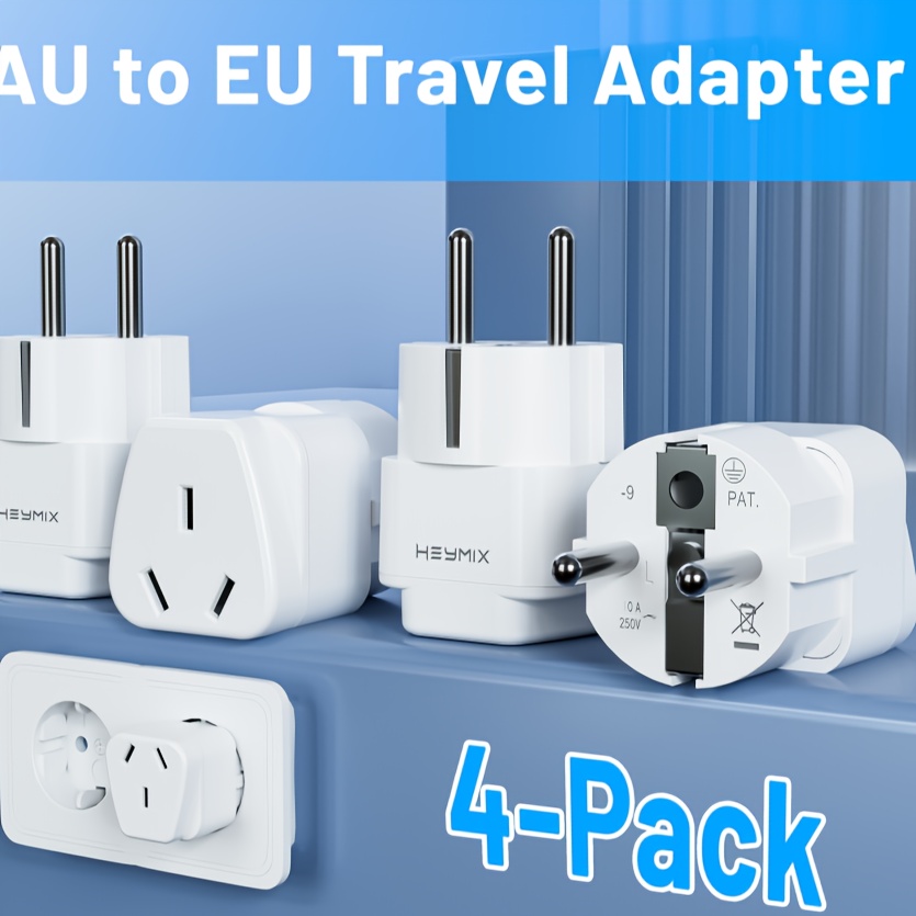 TEMU Travel Adapter Eu 4pcs, Australia To European Power Adapters, Parts Of Asia, International Adapter Au To Eu, Universal Double Power Australia