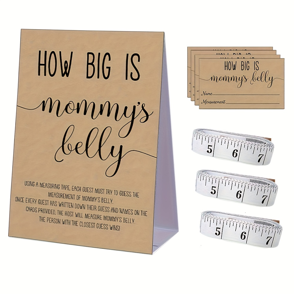  version is 52 piece belly measurement game how big is moms belly   48 guessing cards 3 measuring tapes and a signboard party supplies fun and  