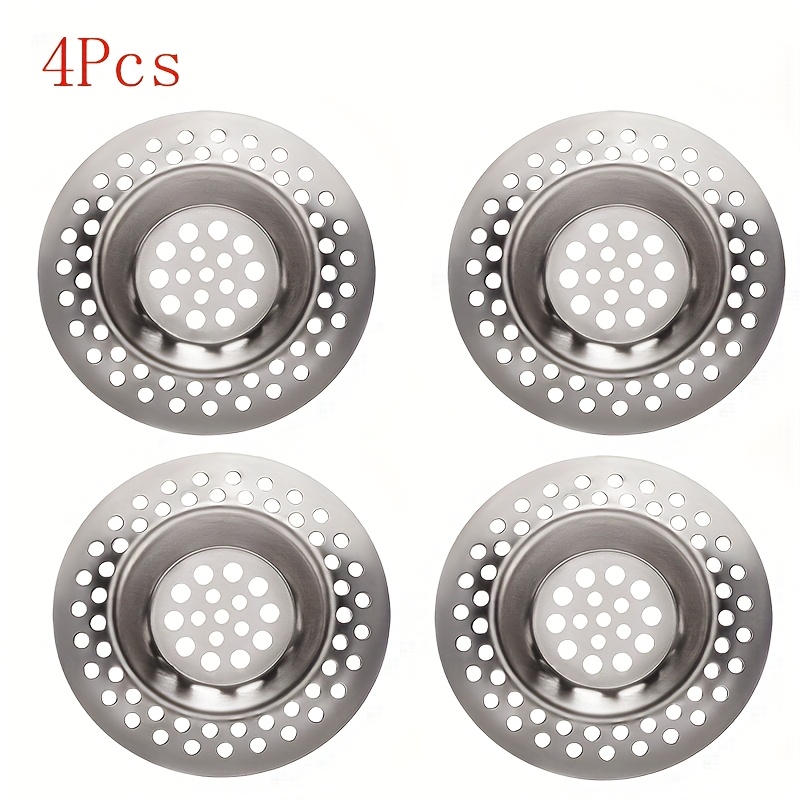 Set Of 4 Bathtub Hair Catchers - Kitchen Sink Strainers - 3 Inch Bath Sink Strainers - Stainless Steel Strainers For Kitchen And Bathroom Sinks - Drain Catchers For Food, Hair, And