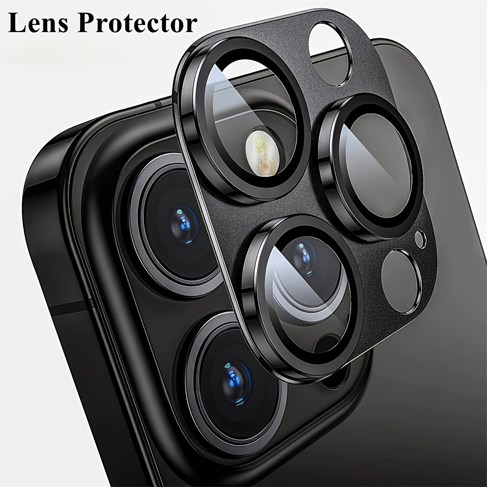  UniqueMe Compatible con 3 protectores de lente de cámara iPhone  15 Pro/iPhone 15 Pro Max, [protección contra caídas] Ultra duradero  [compatible con fundas] Pantalla de cubierta de cámara de vidrio 