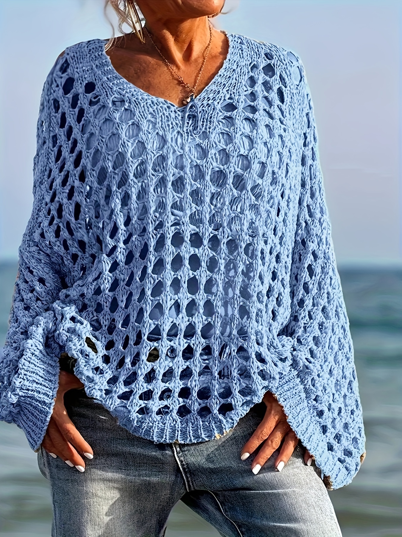 womens plus size green knit sweater casual v neck Temu Australia