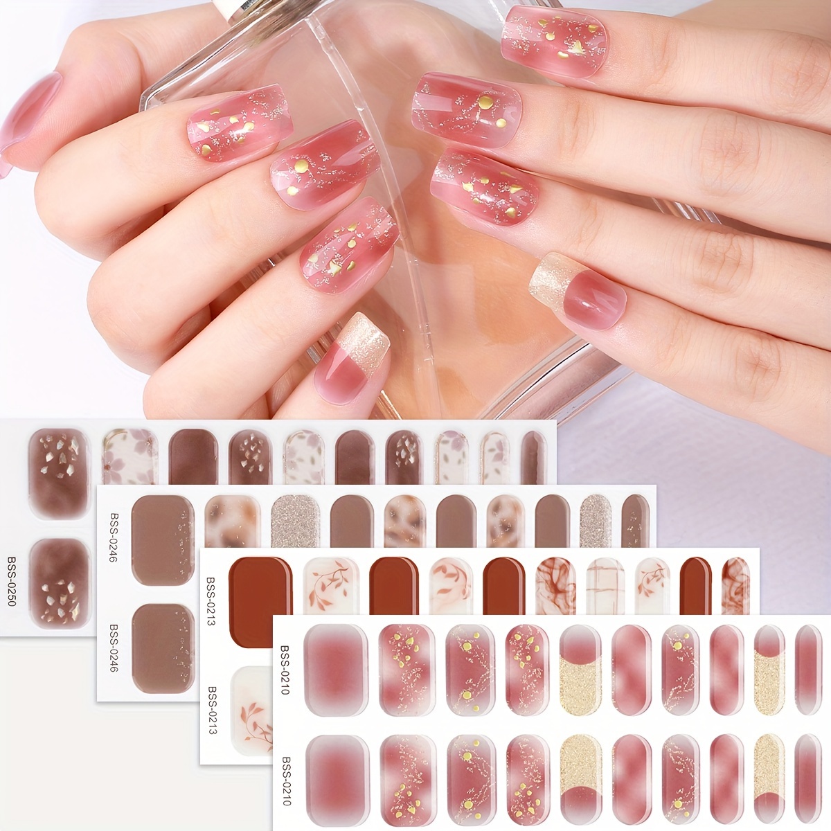 

80 pièces de de gel de ongles - , rouges, bruns un de de - enveloppe de ongle , autocollants de ongles DIY et filles, , qualité , lampe UV requise, marbre, matériau plastique, flashy, unique