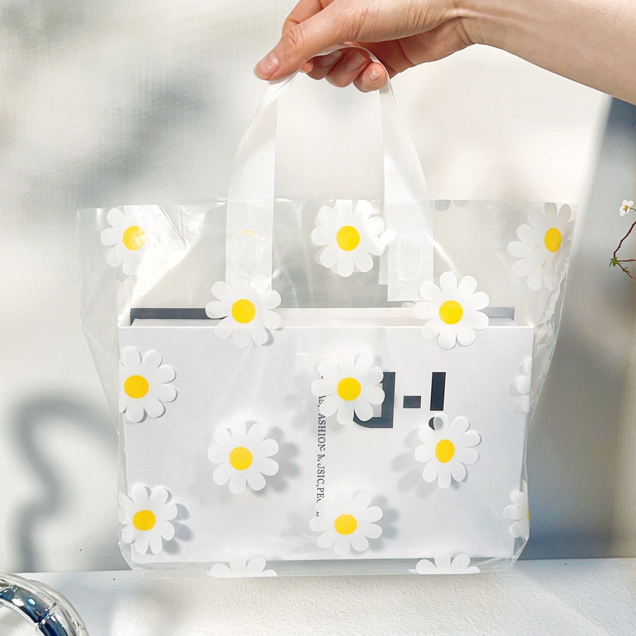 10pcs Little Daisy Gift Bag 12 X10 Transparent Pvc Portable - Temu