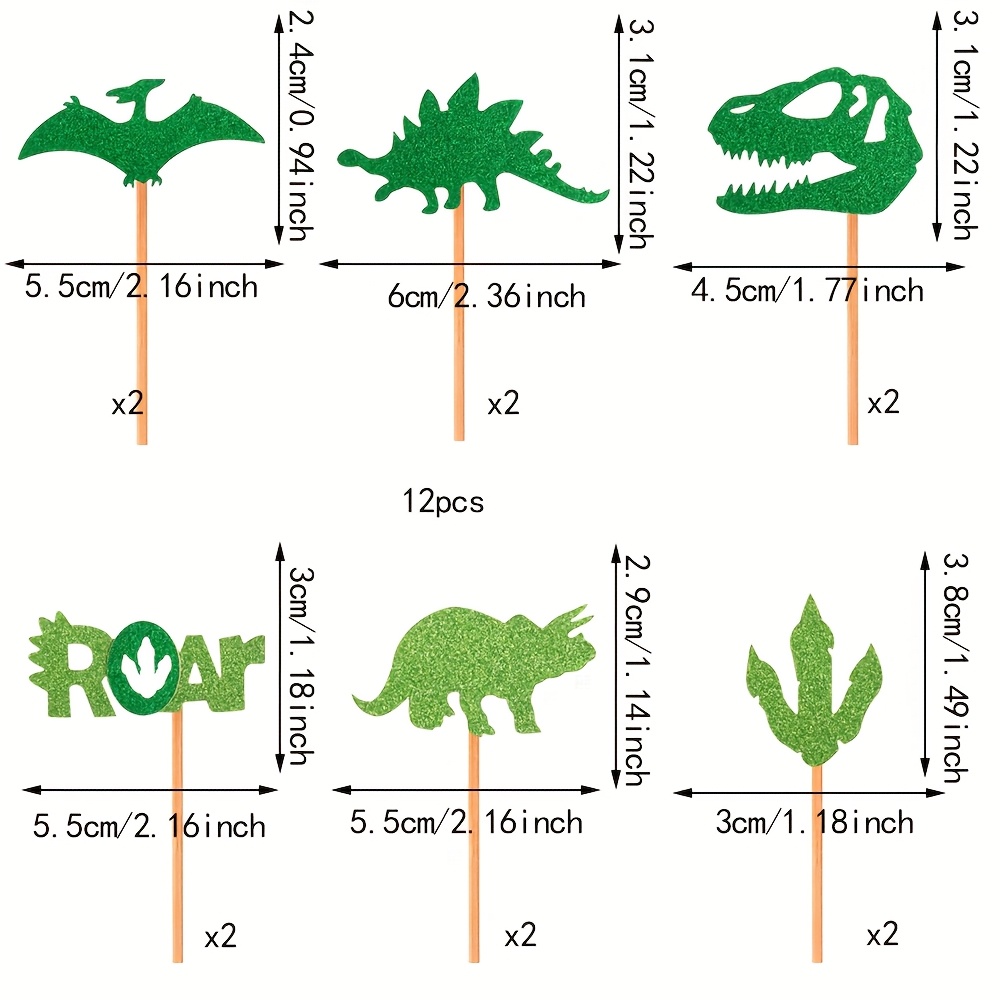 12pcs Shiny Dinosaur Cake Decoration Rex Boy Cake Decoration Green Dinosaur Cake Decoration For Halloween,christmas Event & Party Supplies Halloween&christmas