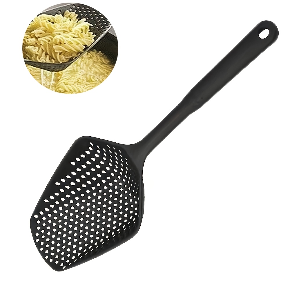 

Large 13.5" Black Strainer Spoon With Long Handle - Ideal For Pasta, Spaghetti, Veggies | Plastic Colander For Draining | Cooking & Camping, Camping Cookware|ergonomic Kitchen Tool|hanging Storage