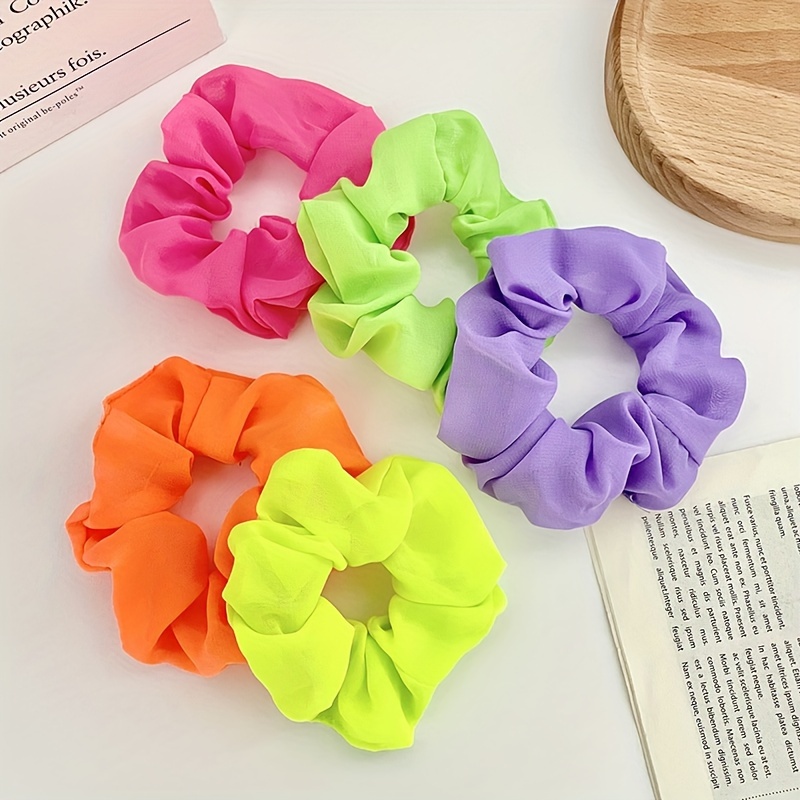 

5pcs Fabric Hair Ties For Women - Minimalist Sweet Style Solid Color Hair Ring Set - Elastic Ponytail Holders For Ages 14+ - Gentle On Hair - Assorted Colors
