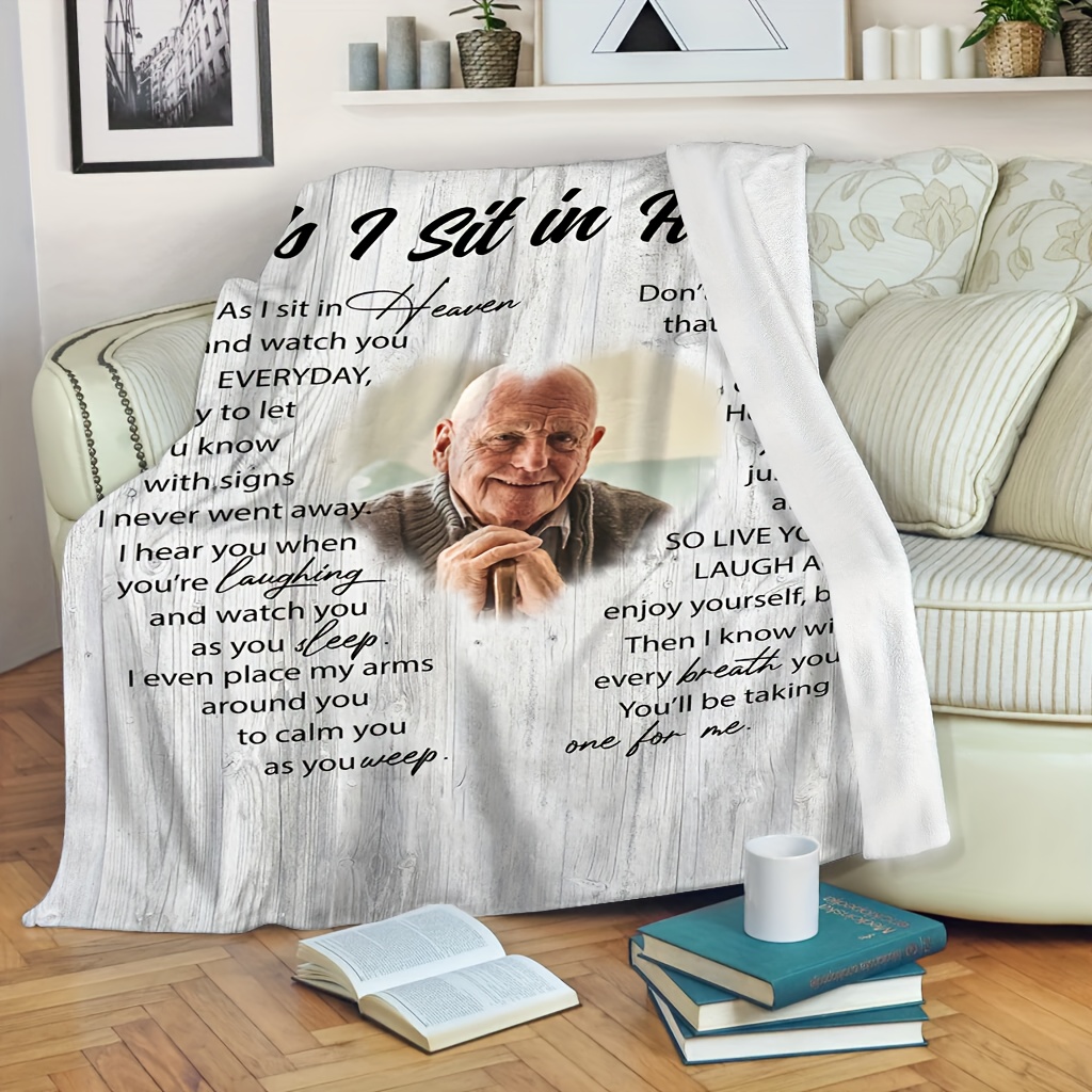 

1pc Custom Blanket Single Sided Printed Blanket, As I Heaven, Memorial Blanket For Loss Of , 50"x40"inch, Cozy Custom Photo Blanket, For Home , Custom Gifts