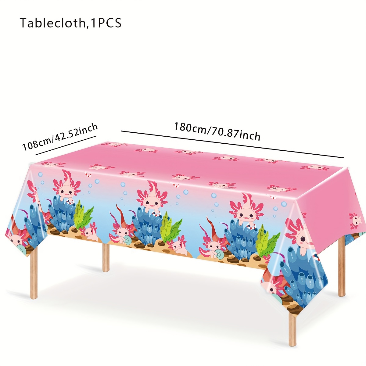 TEMU Halloween & Christmas Axolotl Salamander Party Birthday Decoration - Pink Cartoon Tablecloth,wedding Decorations,summer Decoration,garden Decor