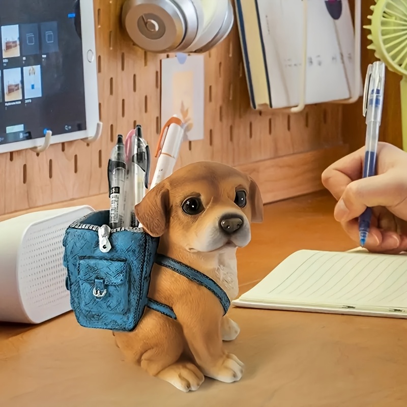 

Cute Puppy Pen Holder - A Resin Desk Decoration Suitable For Office And Home, Making It A Perfect Gift For Students And On Birthdays Or Youth Day.