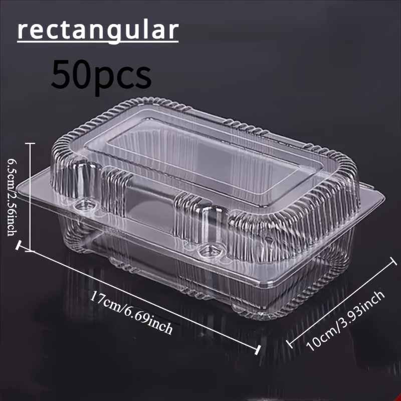 50pcs clear disposable plastic food storage containers with   lids   fruits cakes desserts and party gifts durable pet material square shape ideal for takeout   dessert presentation clear container design transparent visibility