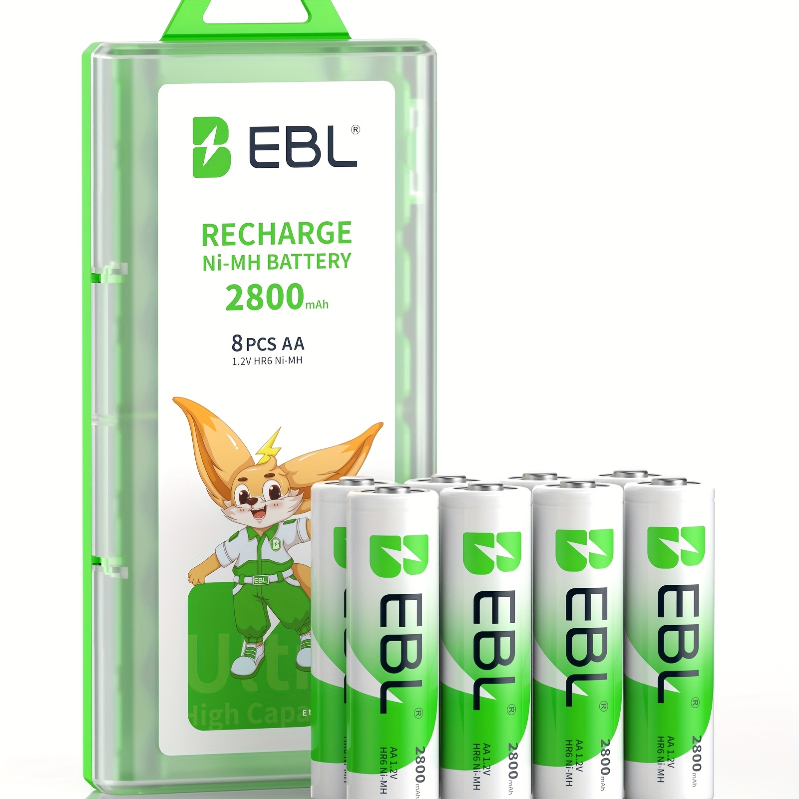 Ebl Aa Rechargeable Batteries 2800mah, 8 1200 Tech Ni-mh Batteries