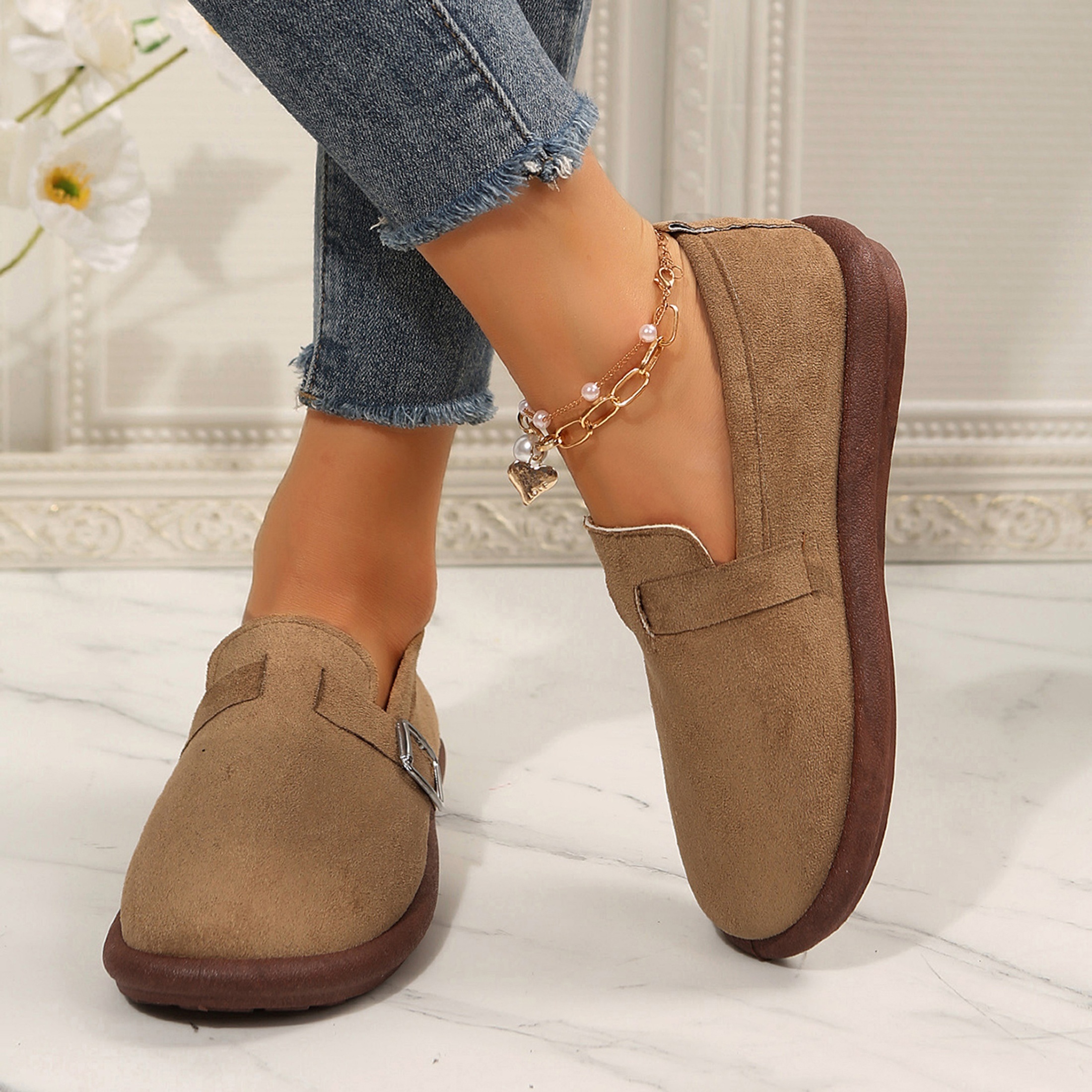 

New Arrival Vintage Round Toe Flat Loafers, Soft Bottom Slip-on Moccasin Women Shoes