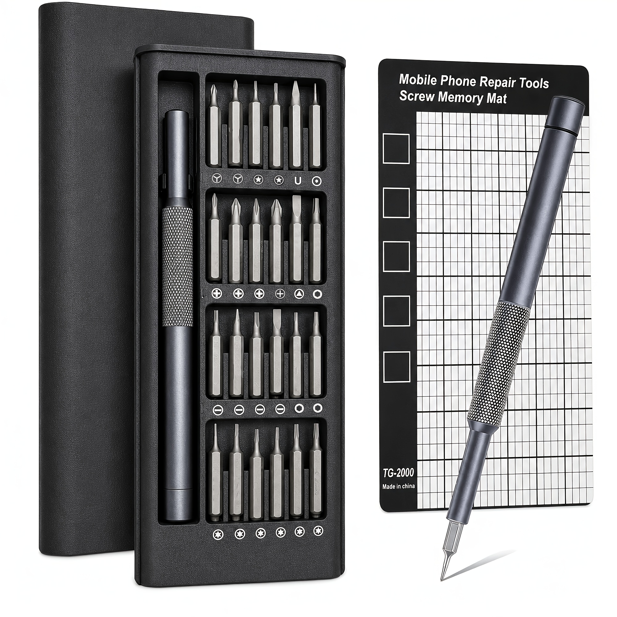 TEMU Juego de Destornilladores de Precisión Pequeños 25-en-1, Kit Profesional Magnético Mini para Reparación de Teléfono, Computadora, Reloj, Portero