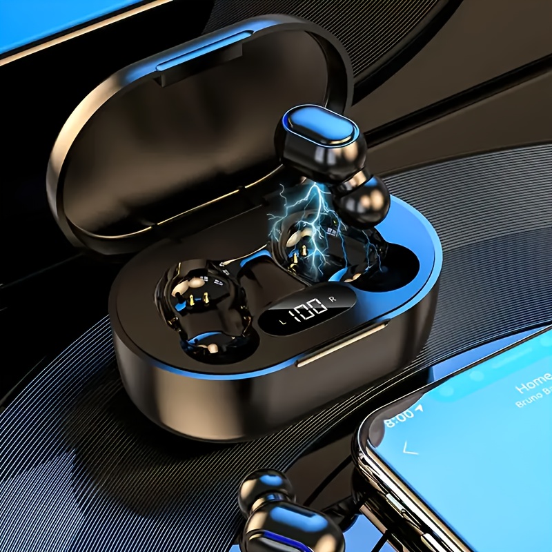 E7s Wireless Earbuds: The "lazy " For Bluetooth Pairing, With A Simple Open. Features Display For Clear Battery . Exquisite Design With A Textured Finish, Showcasing A Sense Of Technology