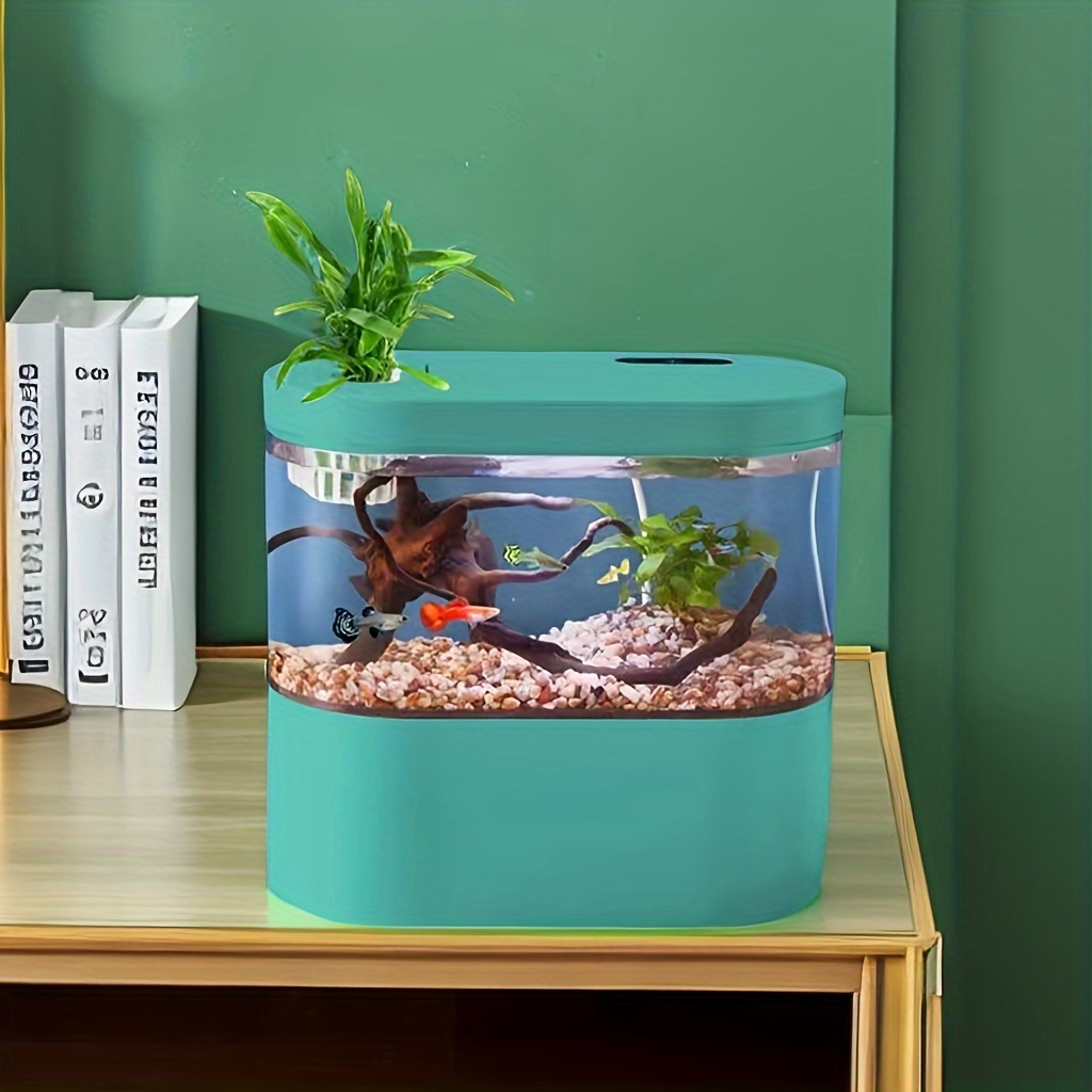 1pc Mini Fish Tank LED Mini Small Aquarium Kit, Creative Aquarium Starter  Kits With Smart Cleaning Eco Circulation Technology