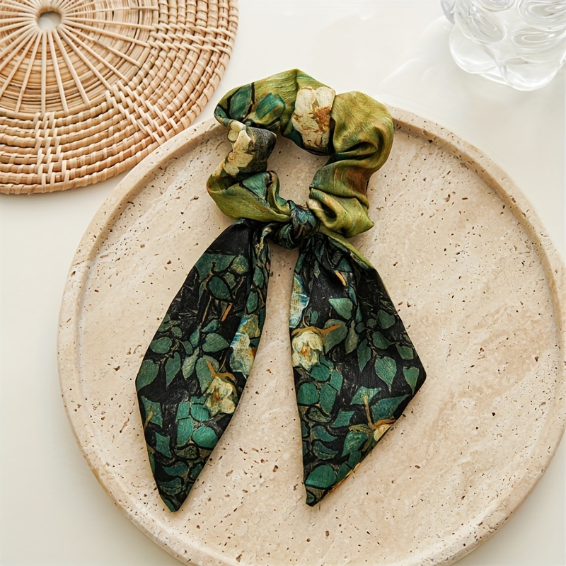 1pc, Niche Design Oil Painting Bow Headband, Colorful Flower Hair String