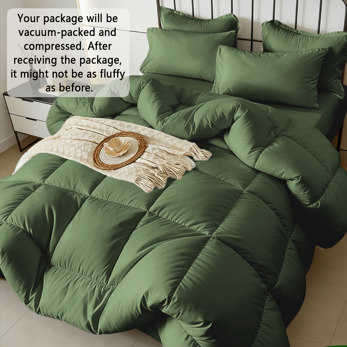 TEMU 7pcs Or 5pcs Luxurious Checkered Comforter Sets King, Soft, Lightweight, Breathable, Easy To Care For, With Comforter, Flat Sheet, Fitted Sheet,