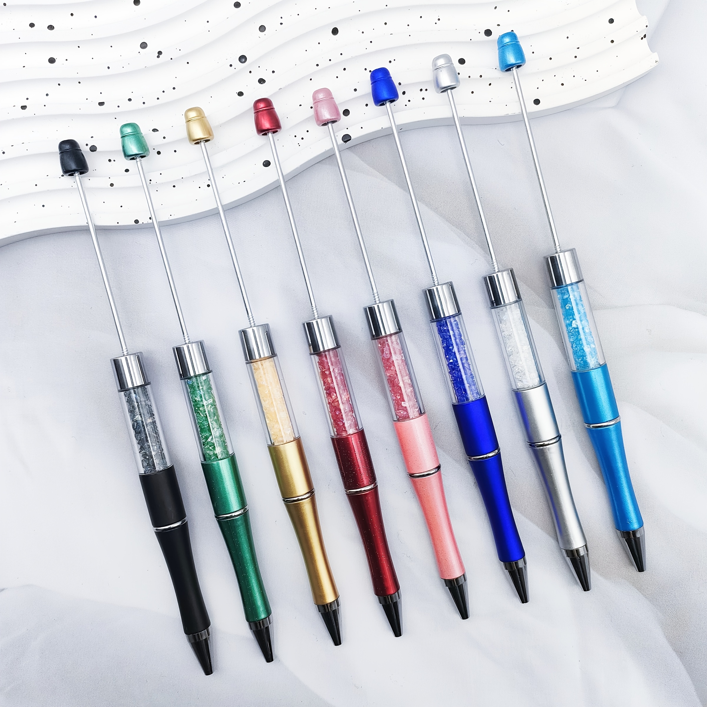 Image of A Set Of 8pcs Of Beaded Ballpoint Pens With Artificial Crushed Diamonds, Featuring An Extended Empty For Crushed Stones, Allowing Of Your Pen. Aesthetically Study Supplies Serve As Writin