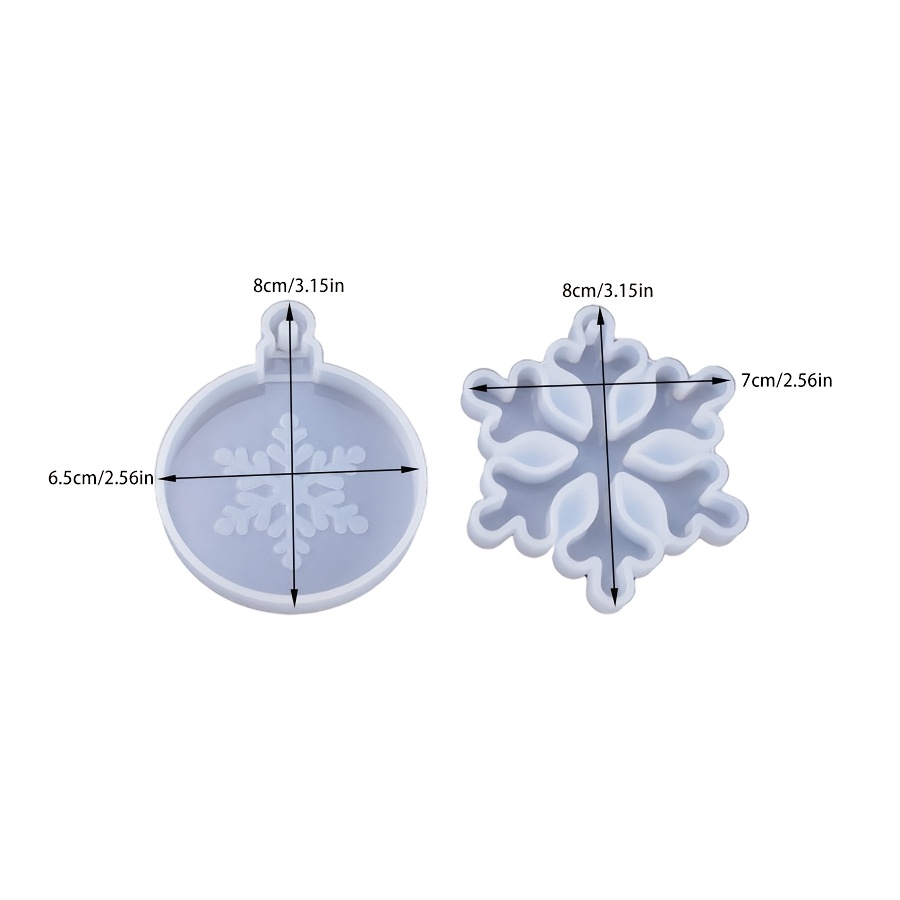 TEMU 2pcs Dnejiu Resin Silicone Mold Suitable For Resin Crafts - Snowflake & Round Ornament Mold With Hanging Hole, Non- For Christmas Tree