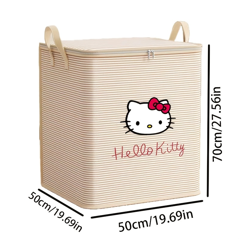 E-shop 1 Stück Sanrio Hello Kitty Große Faltbare Aufbewahrungstasche mit Doppelreißverschluss & Oxford-Stoffbezug – Ideal für Kleidung, Bettwäsche,