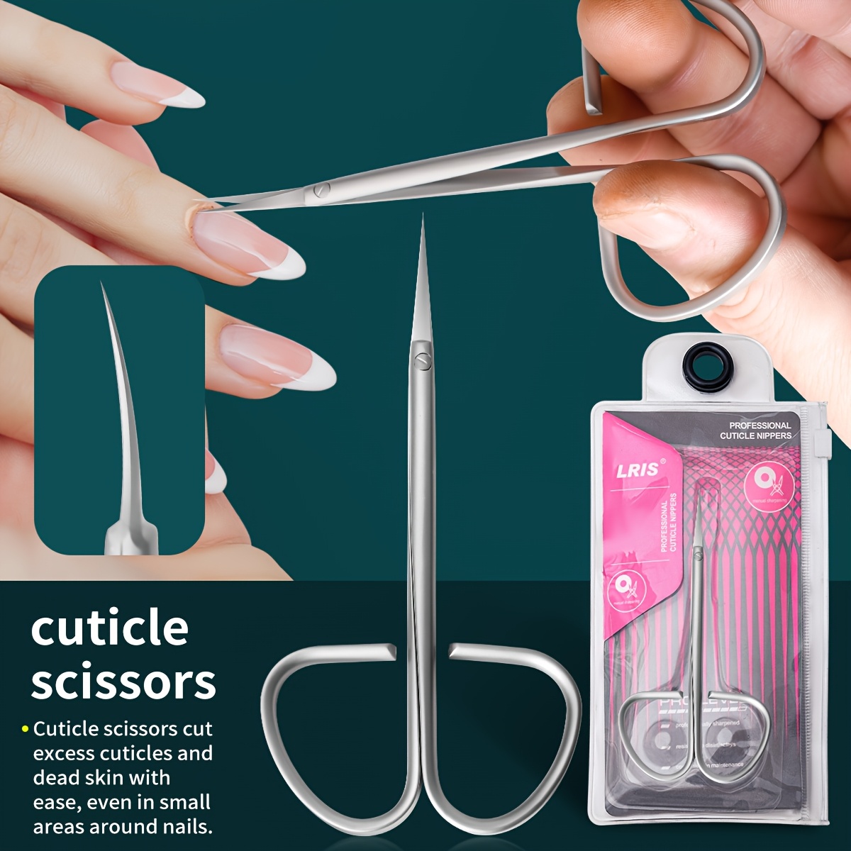 Cuticle Scissors, , Ultra-thin Nail Trimmer Suitable For Cuticle Professional Small Scissors With Precise Pointed , Eyebrows, Eyelashes And Dry Skin - Silvery