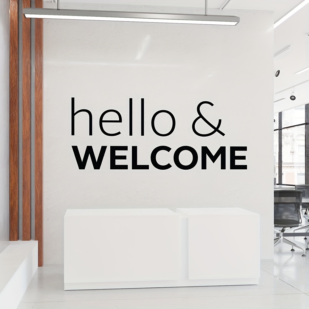 

1pc Artistic Fonts Vinyl Wall Decal, Creative Slogan Mural "hello & Welcome", Self-adhesive Decorative Wall Art Sticker For Living Room, Office, Porch, Background Wall Decor, Home Decoration