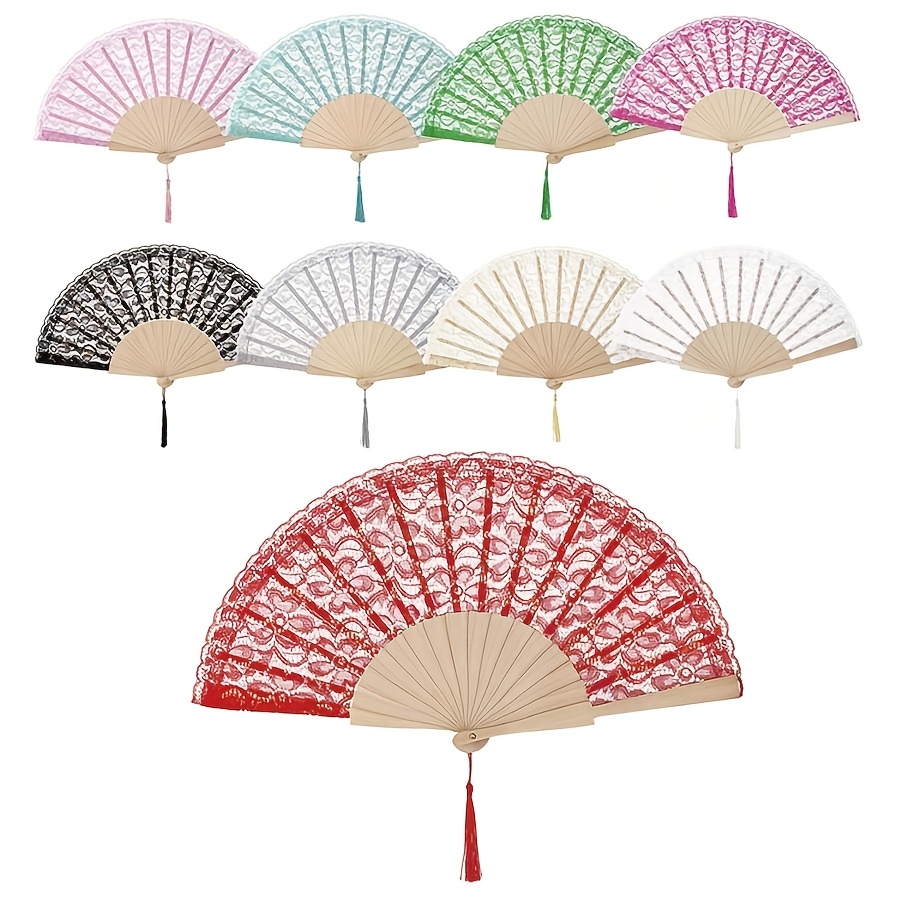 Personalized Handheld Fan with Lace Surface