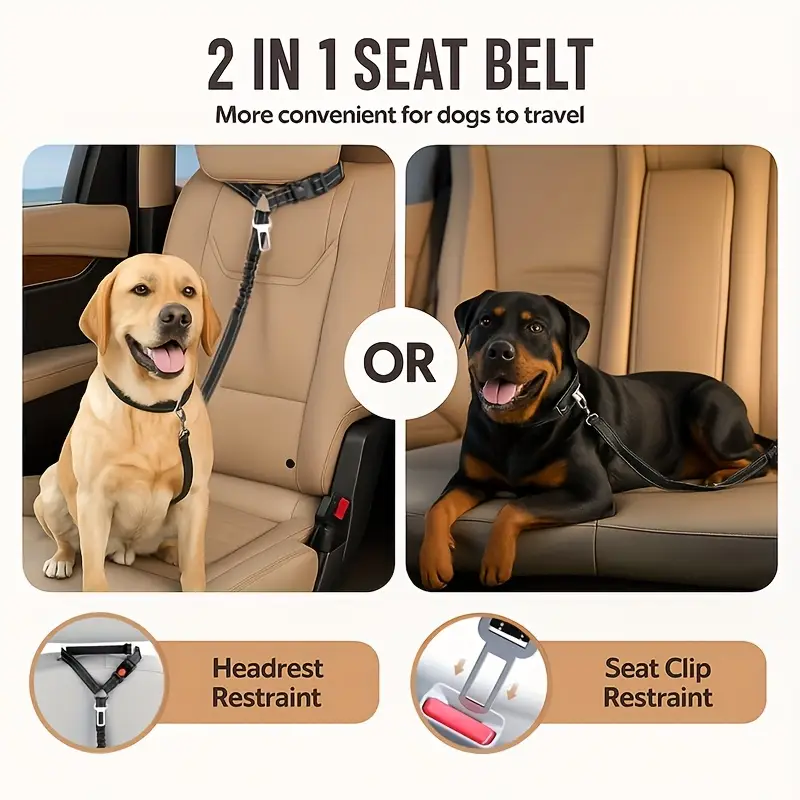 1pc Dog Leash With Car Seat Belt & Elastic Bungee ... - Shein