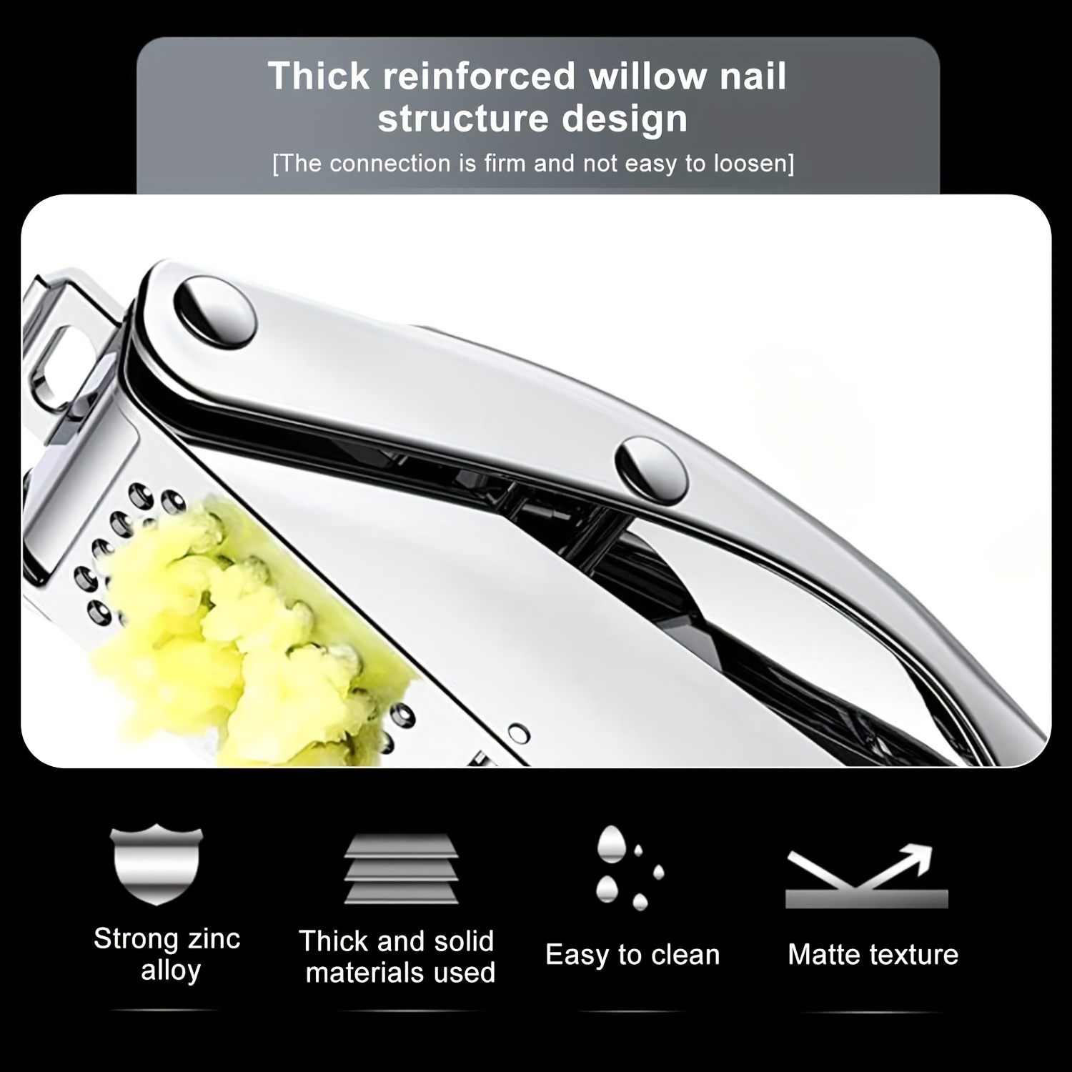 Multifunctional stainless steel garlic press, easy to crush, slice and mince garlic, can open walnuts, this multifunctional kitchen tool - perfect for home cooks and professional cooks