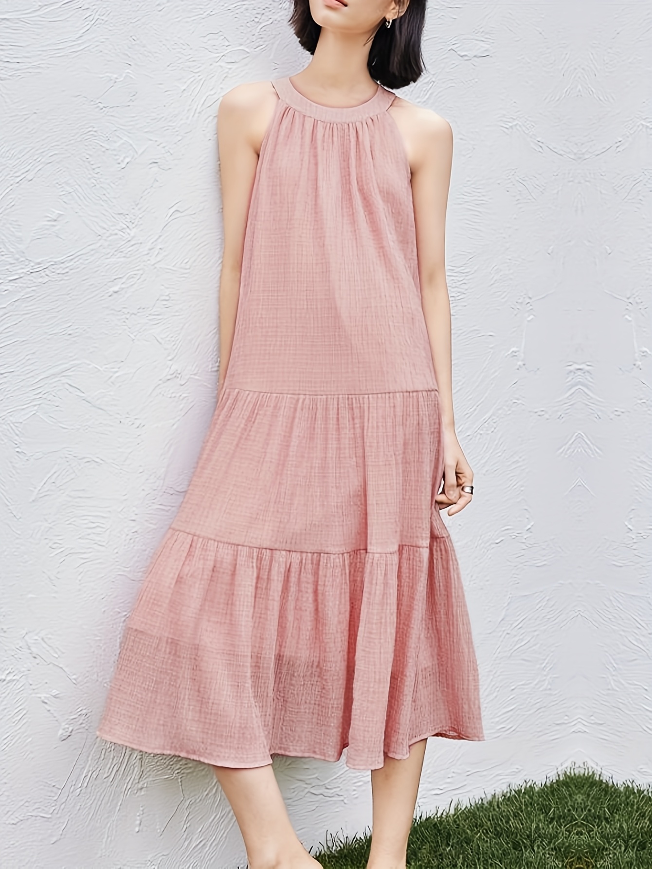 womens summer beach vacation halter neck sleeveless maxi - Temu Bahrain