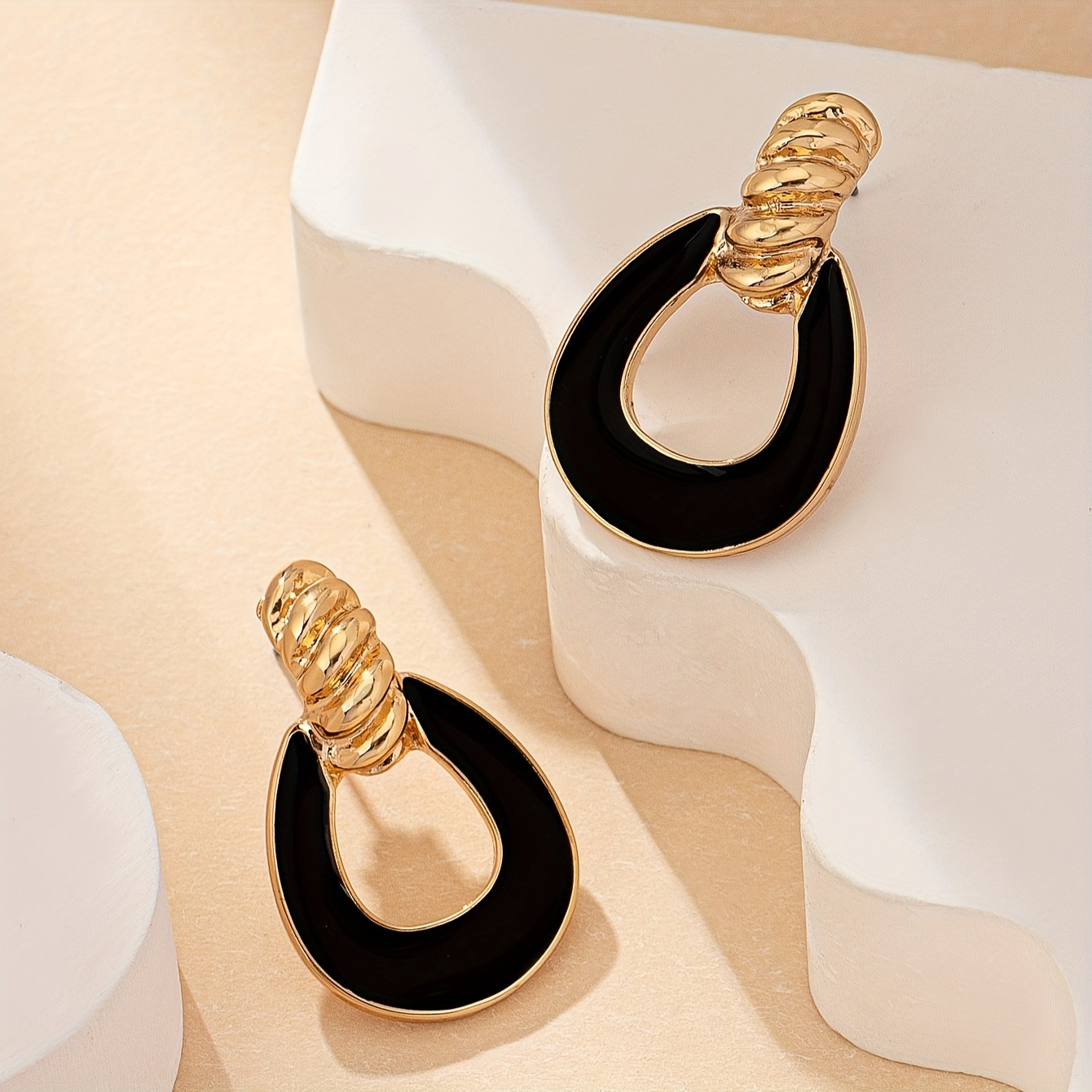 Enamel 18K Golden Plated Drop Earrings for Women