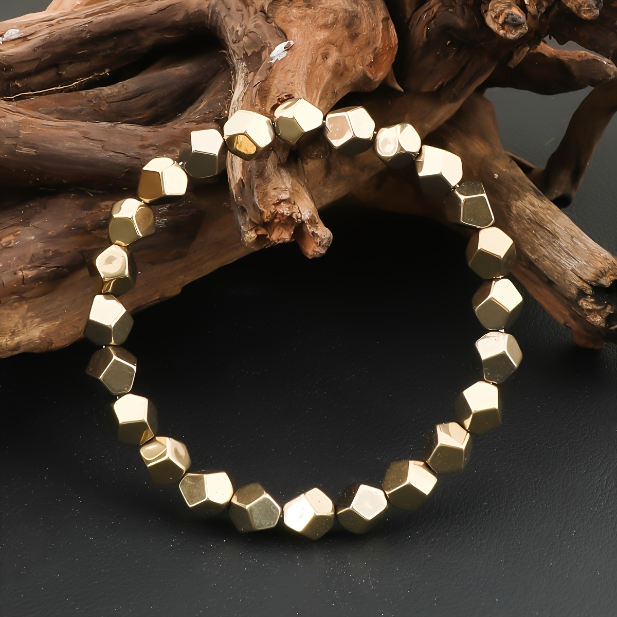 Handcrafted Wrought Iron Ore Bracelet with Bohemian Beads