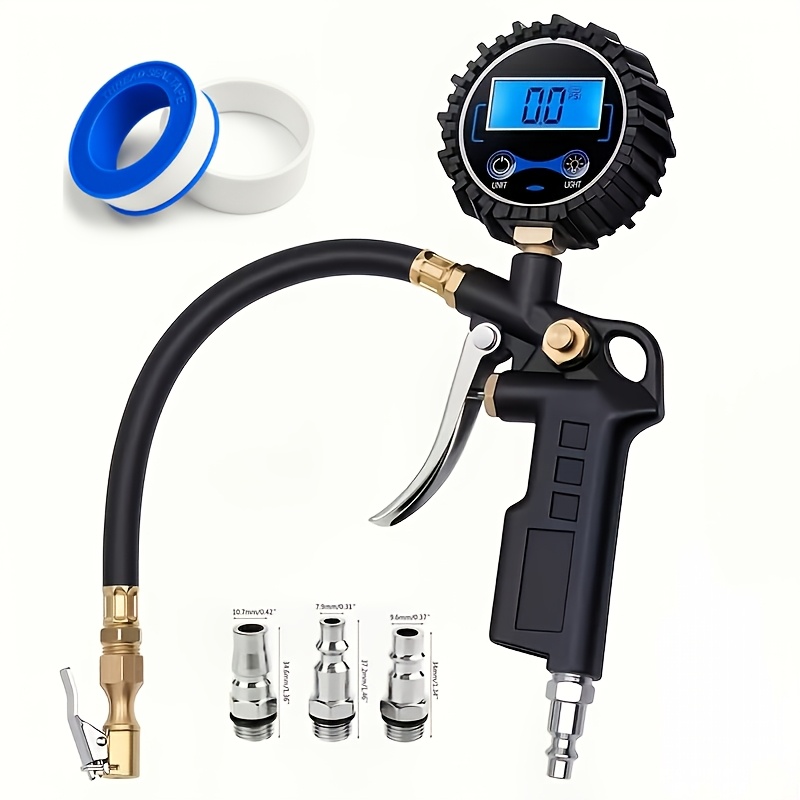 TEMU Digital Tire Inflator With Pressure Gauge - 200 Psi (with 3pcs Connector)