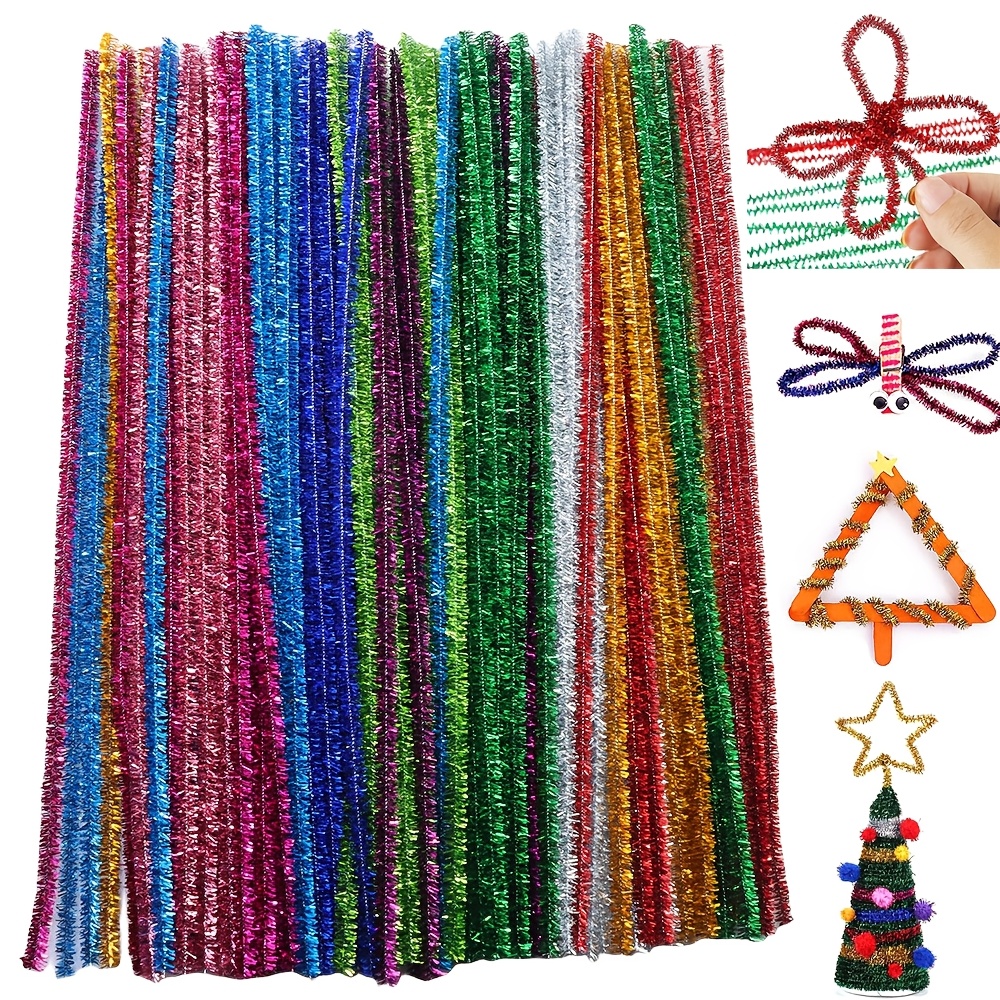 

100pcs Chenille Stems, Bendable Nylon Iron Plastic Twisted Stems For Crafts, Creative Christmas Decorations, And School Projects