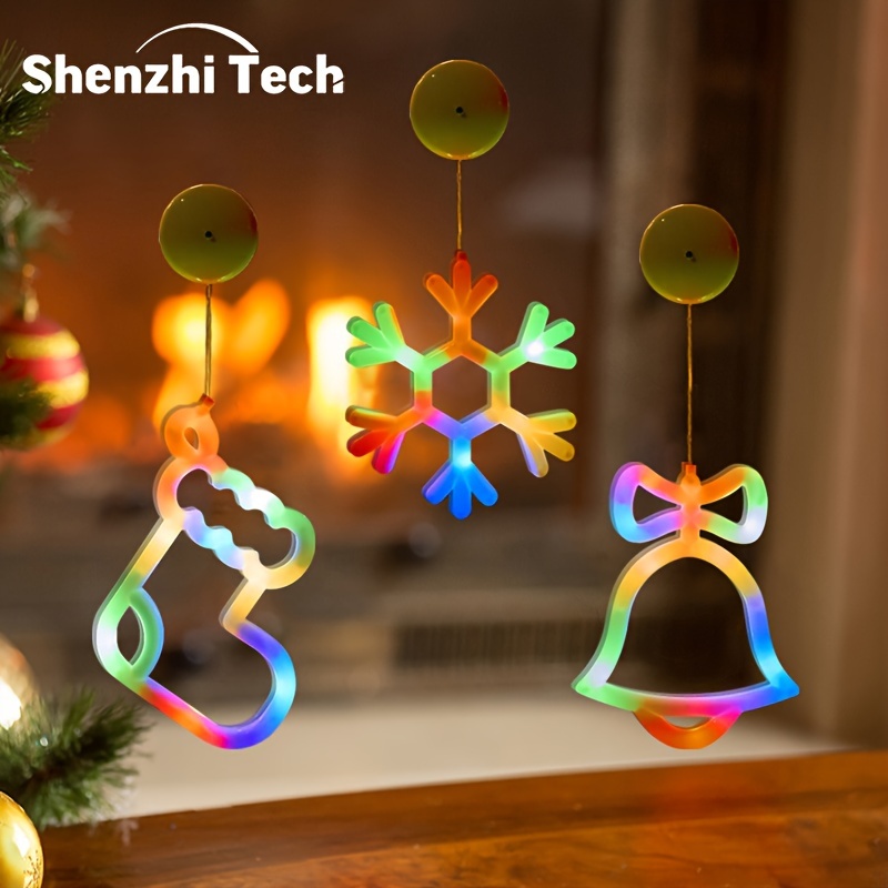 

Shenzhi Tech Led Christmas Window Lights - Battery-powered, Adjustable Height With Suction Cup For Easy Mounting, Home & Tree Decor, Christmas Decor