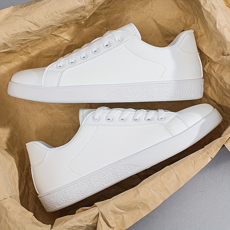Formal Pure White Leather Sneakers Casual Semi Formal White Shoes