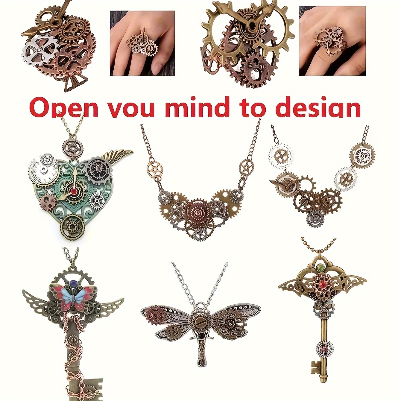 Approximately 160pcs Mixed Alloy Bronze Mechanical Gear Set
