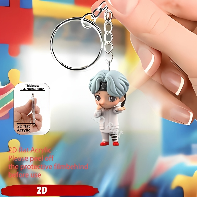 TEMU Llavero acrílico 2D , tendencia coreana en 1/7, para decoraciones de Navidad y festivos, ideal para mochila y decoración de llaves, decoración