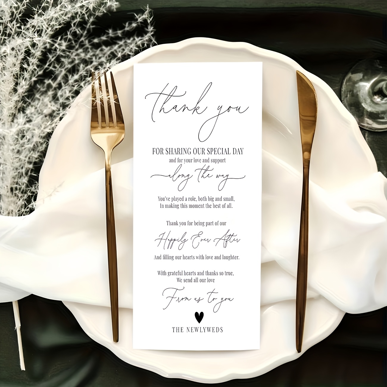 TEMU 50pcs Simple And Elegant Design Thank You Cards, Cards, Decorative Cards, Handwritten Font Design, Suitable For Weddings, Favors, Banquet