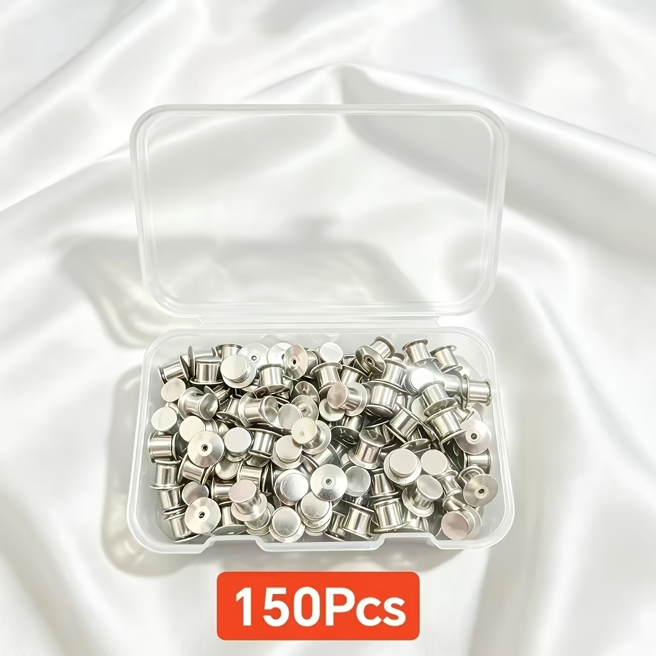 TEMU 100/150pcs Snap Back, Metal Snap Fasteners, Backings For Badges, Collectibles, Clothing Lapel Snap Fasteners (silvery)