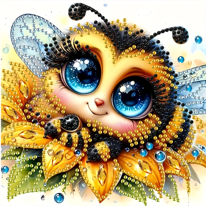 1pc Cute Cartoon Bee Pattern Special Shape Painting, Transparent Handmade Diy Decorative Artwork For Home Decoration, Creative Craft For Bedroom, Office, And Living Room Wall Art