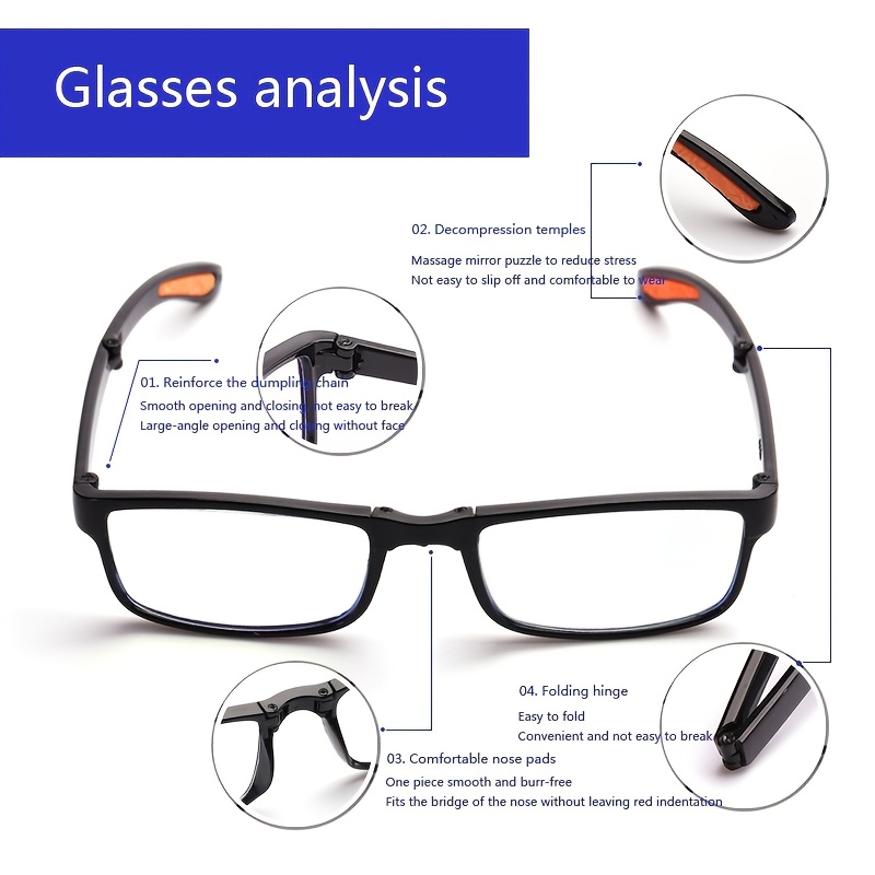 folding reading glasses presbyopia eyeglasses with portable case men women tr90 eyewear 1