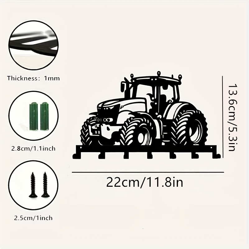 E-shop 7 Haken Metall Schlüsselbrett - Wandmontierter Aufbewahrungsorganizer für Schlüssel, Handtücher, Mäntel, Küchenutensilien und mehr - Robuste,