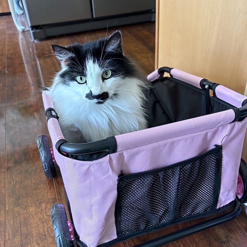 TEMU Wedyvko Stroller, Foldable Strollers For Mini Pets With Storage Bag, Built-in Cushion And Safety Rope, With Extendable Pull Handle, Dog Carriers