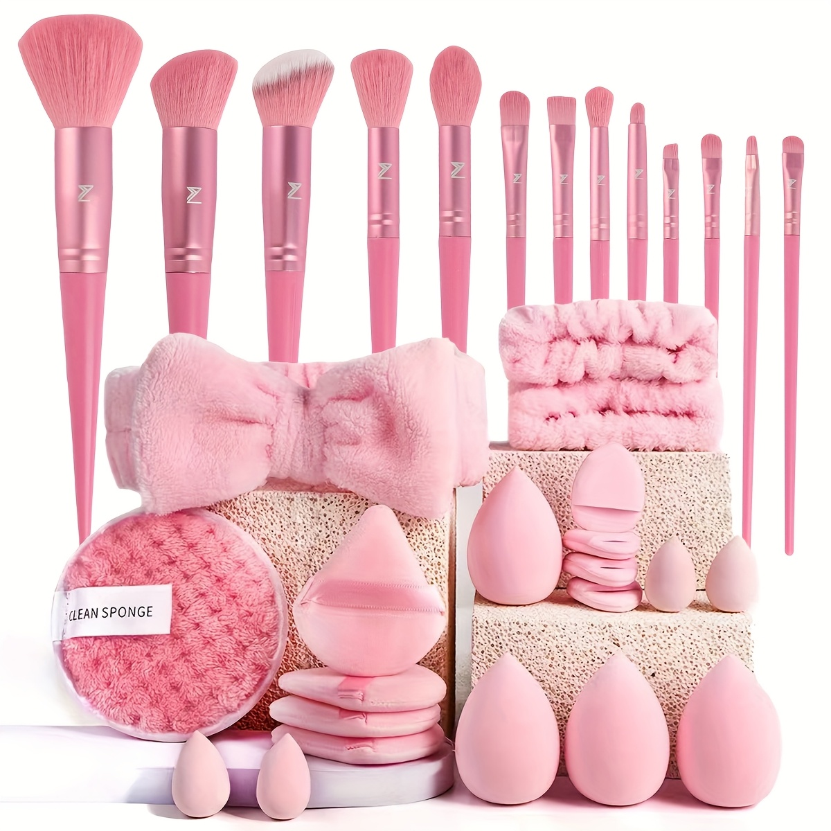 

Pink Makeup Brush Set With 20/33pcs, Including Soft Brushes, Beauty Blenders, And , Catering To All Your Beauty Needs, Perfect As A Birthday, Christmas, Or New Year Gift.